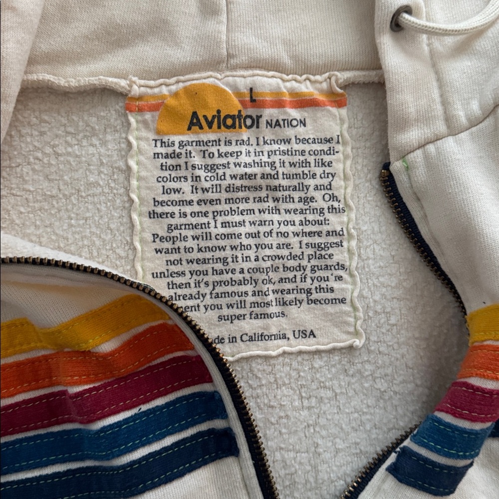 Aviator Nation Kids Cream Jacket with Multicolor Stripes - Picture 3 of 4